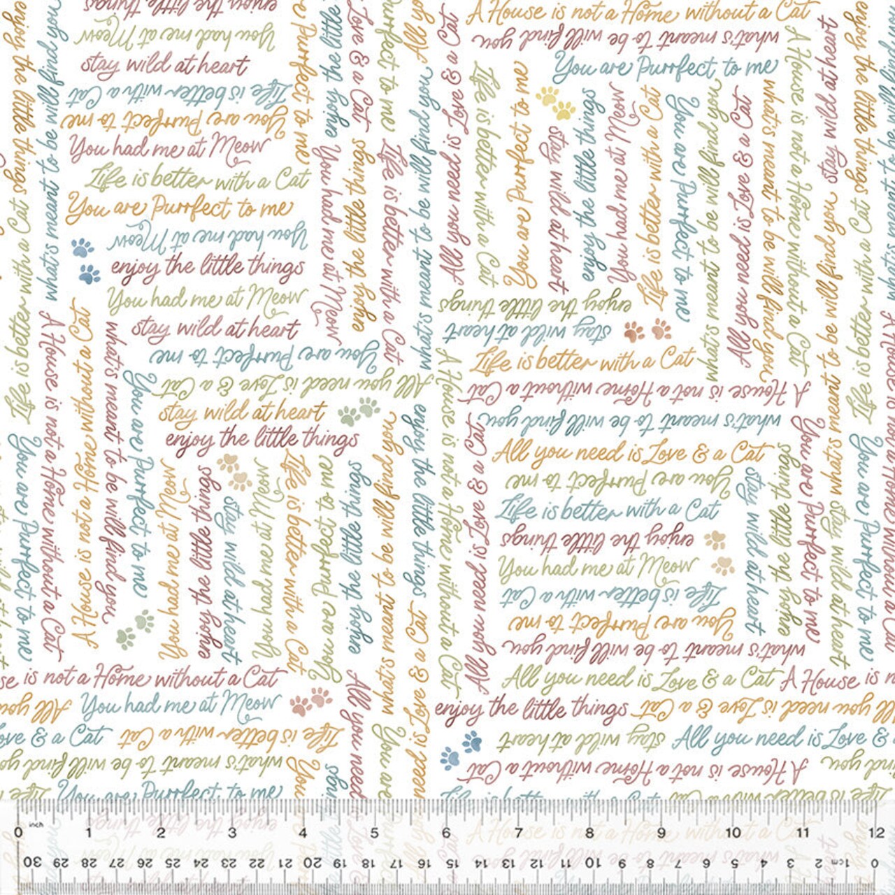 Fabric Windham White You Had Me At Meow by the Quarter Yard 54592-1